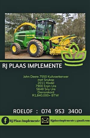 John deere 7550 Kuilvoer kerwer