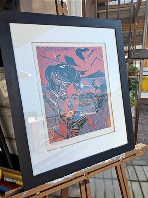 Woodcut painting of death 1/5 by Charl Grabe   550x659