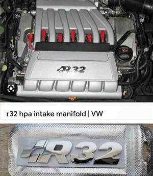 VW R32 manifold intake cover badge