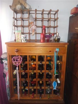 2. Wooden wine racks with stock