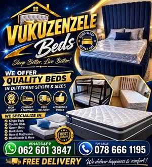WELCOME TO VUKUZENZELE BEDS   We offer our beds in different qualities:  1. Stan