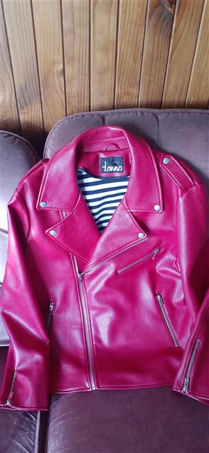 Leather jacket donna claire pink size 18