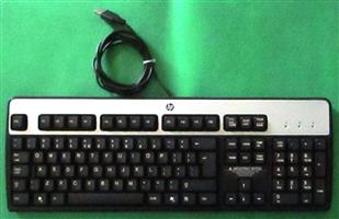 HP KU-0316 Wired USB Computer Keyboard Silver and Black