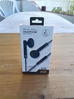 KIN K98 Metal Shell Stereo Bass Earphones - Black
