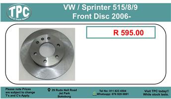 Vw / Sprinter 515/8/9 Front Disk 2006- For Sale.