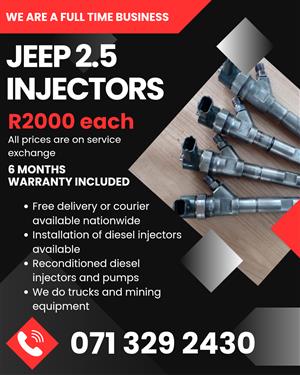JEEP 2.5 INJECTORS FOR SALE WITH WARRANTY 