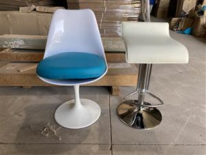 Designer style chairs and stools. 