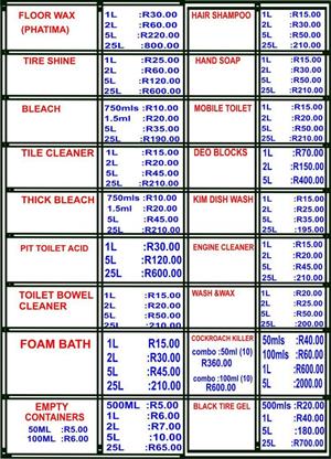 Cleaning products available