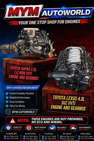 TOYOTA SUPRA 2.5L 1JZ NON VVTI ENGINE AND GEARBOX TOYOTA LEXUS 4.3L 3UZ VVTI ENGINE AND GEARBOX