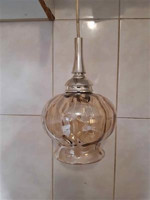 Retro Smokeyceiling lamp shade with ribbed glass