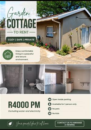Bachelor garden cottage to let for 1 working person