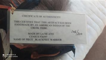 Wall decor Hand made heritage mask and a turkey dancing stick