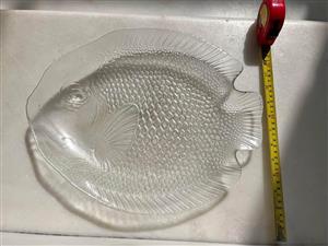 Glass Fish shaped platter. Collection in Seapoint