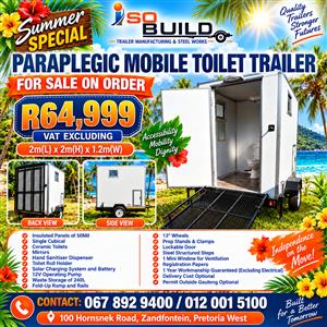 Paraplegic Toilet Trailer for sale on order