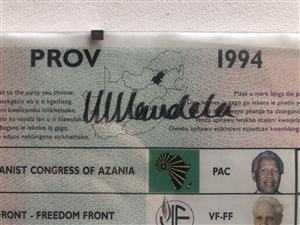 Unique Collectable Nelson Mandela Hand Signed Ballot Paper
