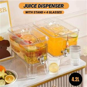 JUICE DISPENSER WITH STAND & GLASSES  4.2 LITRE  on order only