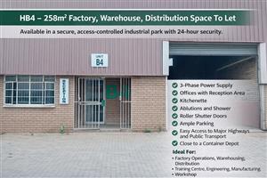 HB4 – 258m² Factory, Warehouse, Distribution Space To Let