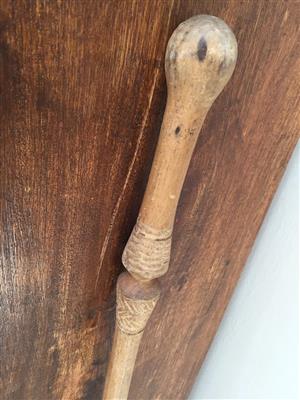 Tall Ethnic African walking stick with a natural bend