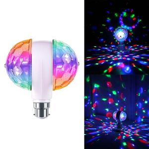 MultiColour Double Sided RGB LED B22 Rotating Party Disco Stage Light Bulb. NEW.