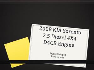 KIA Sorento D4CB 2.5 Diesel Engine - Stripped Parts for Sale
