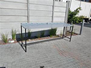 Stainless steel top table 570x2200mm 900mm high, 60mm splash back..