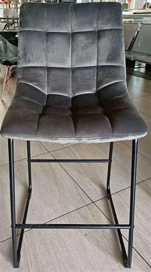 High bar stools grey colour, velvet material