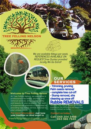 Insured professional Treefellers normal Palm trimming including Rubbish rem