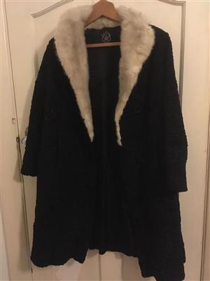 Coat, Ladies Coat, Fur Retro Coat Black Vintage Ladies  Fashion  