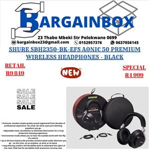 SHURE SBH2350-BK-EFS AONIC 50 PREMIUM WIRELESS HEADPHONES - BLACK