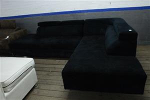 2PC BLACK VELVET L-SHAPE COUCHES(S067197A)
