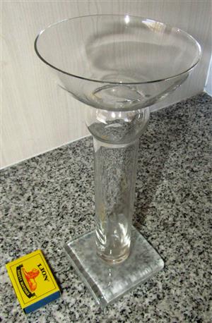 Clear Glass Vase with Frosted Glass Base