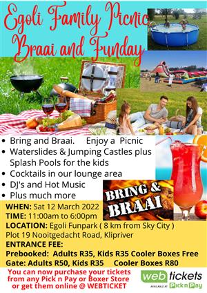 EGOLI FAMILY PICNIC, BRAAI  AND FUNDAY. SAVE ON COOLERBOXES