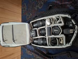 Canon Photographic equipment EOS 200D camera body with  5 lenses in  aLower Pro 
