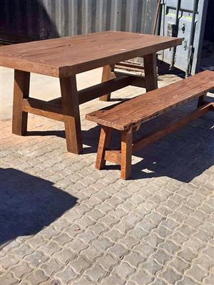 Rustic Oregon Table bench set