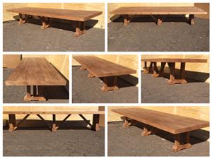 Patio table Chunky Farmhouse Viking series 4400 Tripple trestle legs - Stained