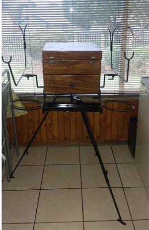 Fishing Kiaat Tackle Box & Tripod Stand