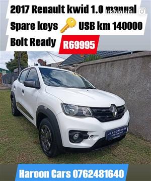  2017 Renault kwid 1.0 spare keys USB km 144000 bolt Ready