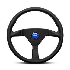 Momo 11111785BKBLR Montecarlo Black & Blue 350mm Leather Sport Steering Wheel