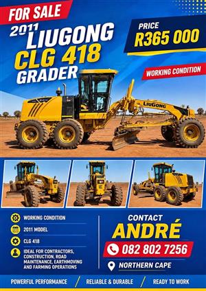 FOR SALE – 2011 LIUGONG CLG 418 GRADER