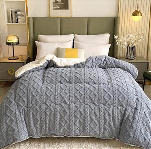 5PCE GEOMETRIC SHERPA COMFORTER SET DOUBLE/QUEEN AND KING