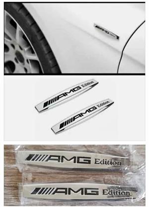 AMG Edition chrome metal fender badges