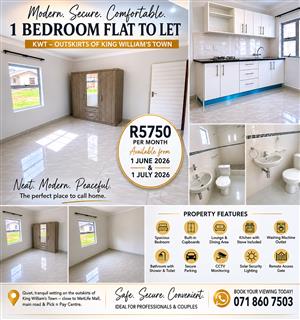 ONE BEDROOM  Flat WEST DRIVE KWT   KING WILLIAMS TOWN