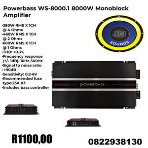 Powerbass WS-8000.1 8000W Monoblock Amplifier