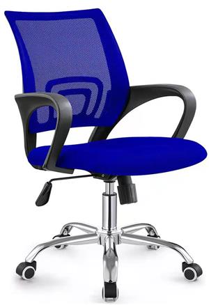 zippy netting back office chair with chrome base blue color