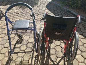 1x wheelchair, 1x walking stroller, both in very good condition