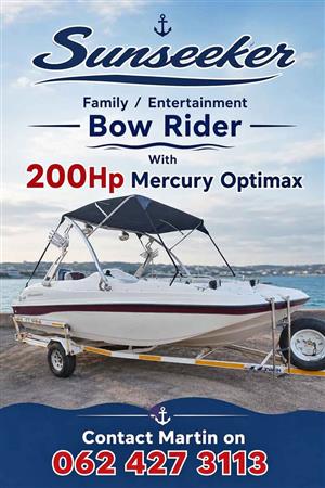 Sunseeker with 200Hp Mercury Optimax motor and Wake Tower