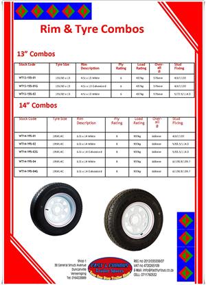13" Rim and Tyre Combos 