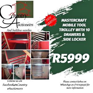 Mastercraft mobile tool trolley with 10 drawers & side locker