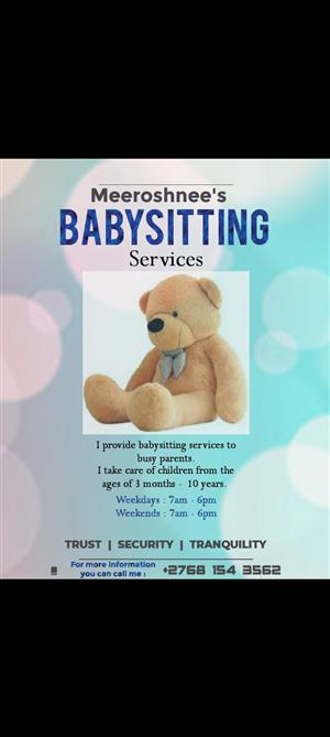 Baby sitting services 
