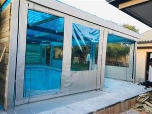 Outdoor Roll-up Blinds & Poolcovers available sale and installation